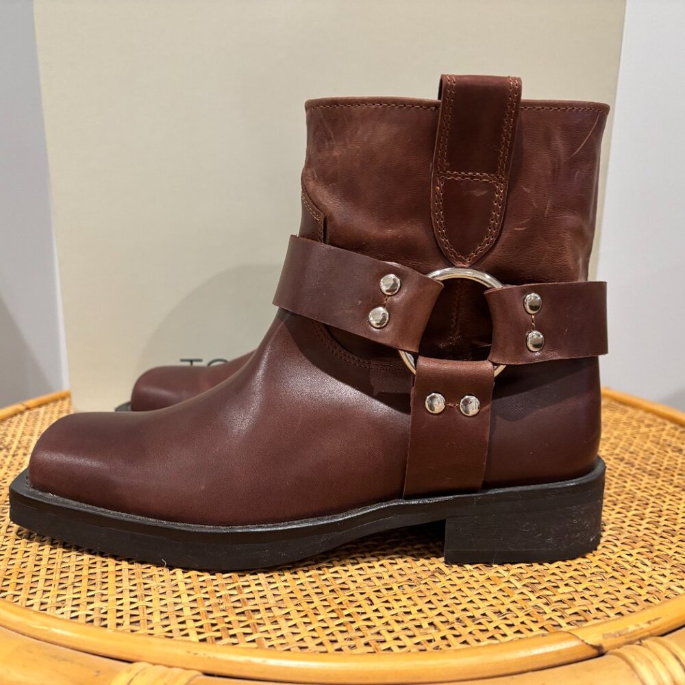 Tony Bianco Bikey Saddle Wax Leather Moto Boot - Picture 3 of 5